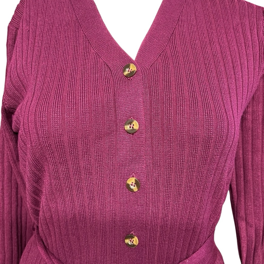Lark + Grey - Womens Ribbed Sweater Dress w/Belt Sz MD - Picture 2 of 4